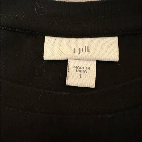 J. Jill Top Women Black 100% Cotton Pullover Embroidered Hem And Sleeves Size L - Picture 5 of 7